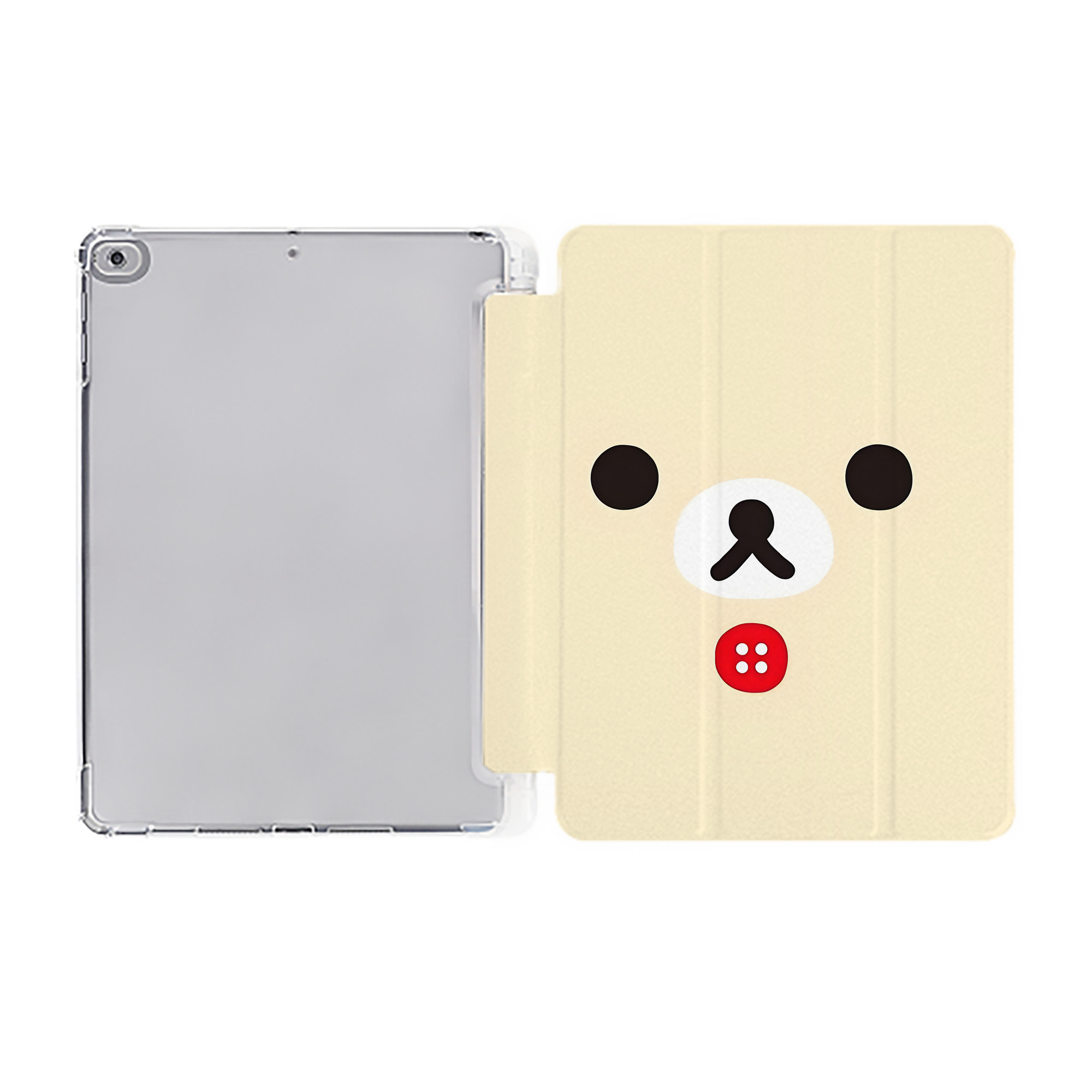 （画像用） リラックマ リラックマ キイロイトリ Rilakkuma Korilakkuma Kiiroitori IPad ケース ペン収納付き 三つ折りスタンド PUレザー×シリコン 対応機種9.5/10.5/10.9インチ